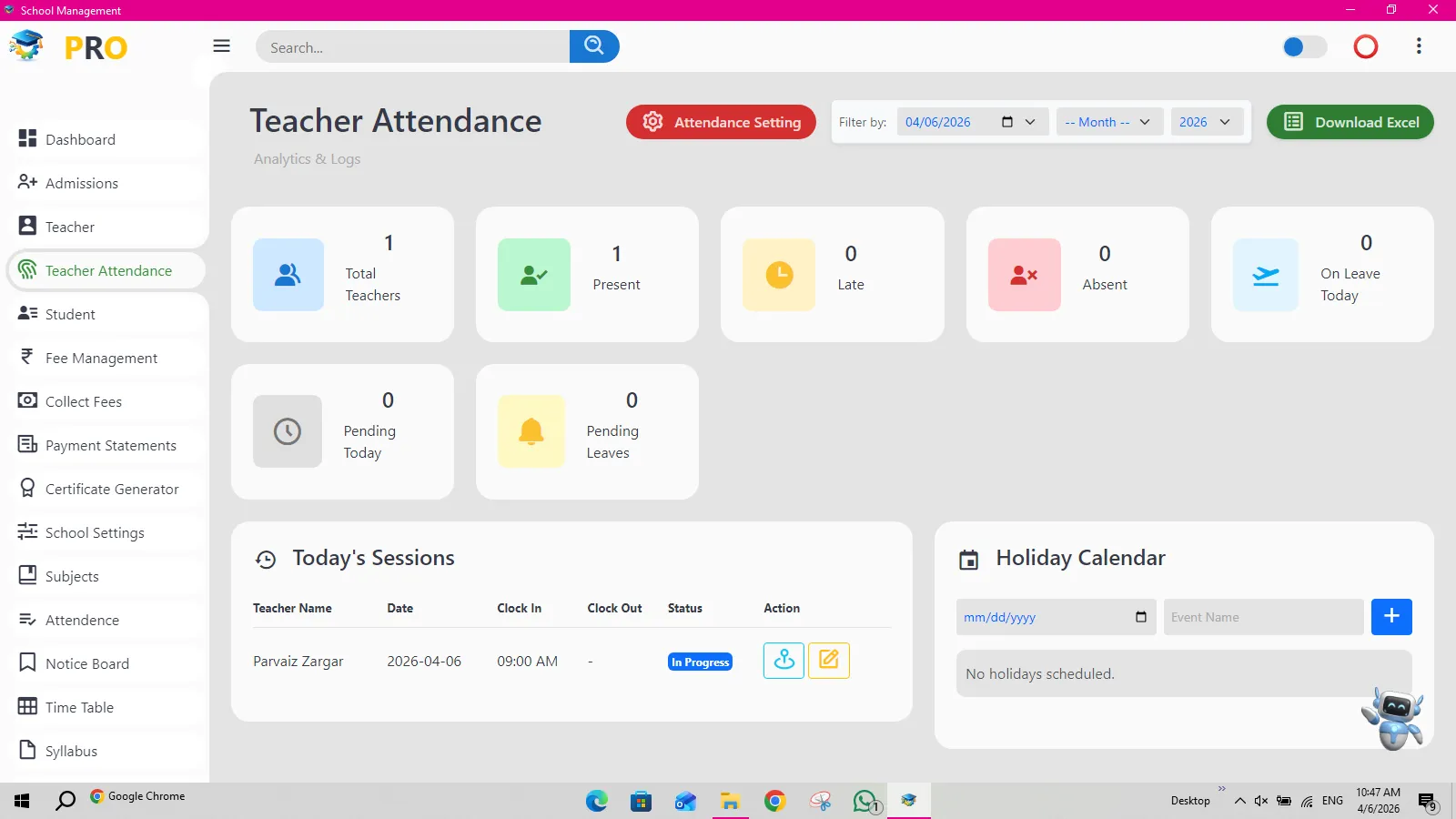 Windows Desktop Attendance Logs