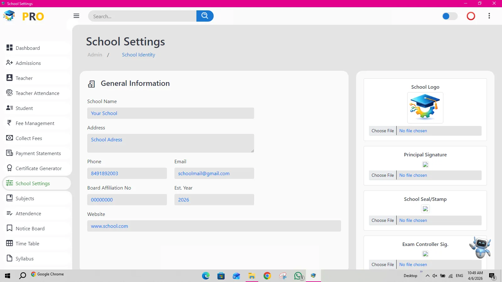 Windows Desktop School Settings