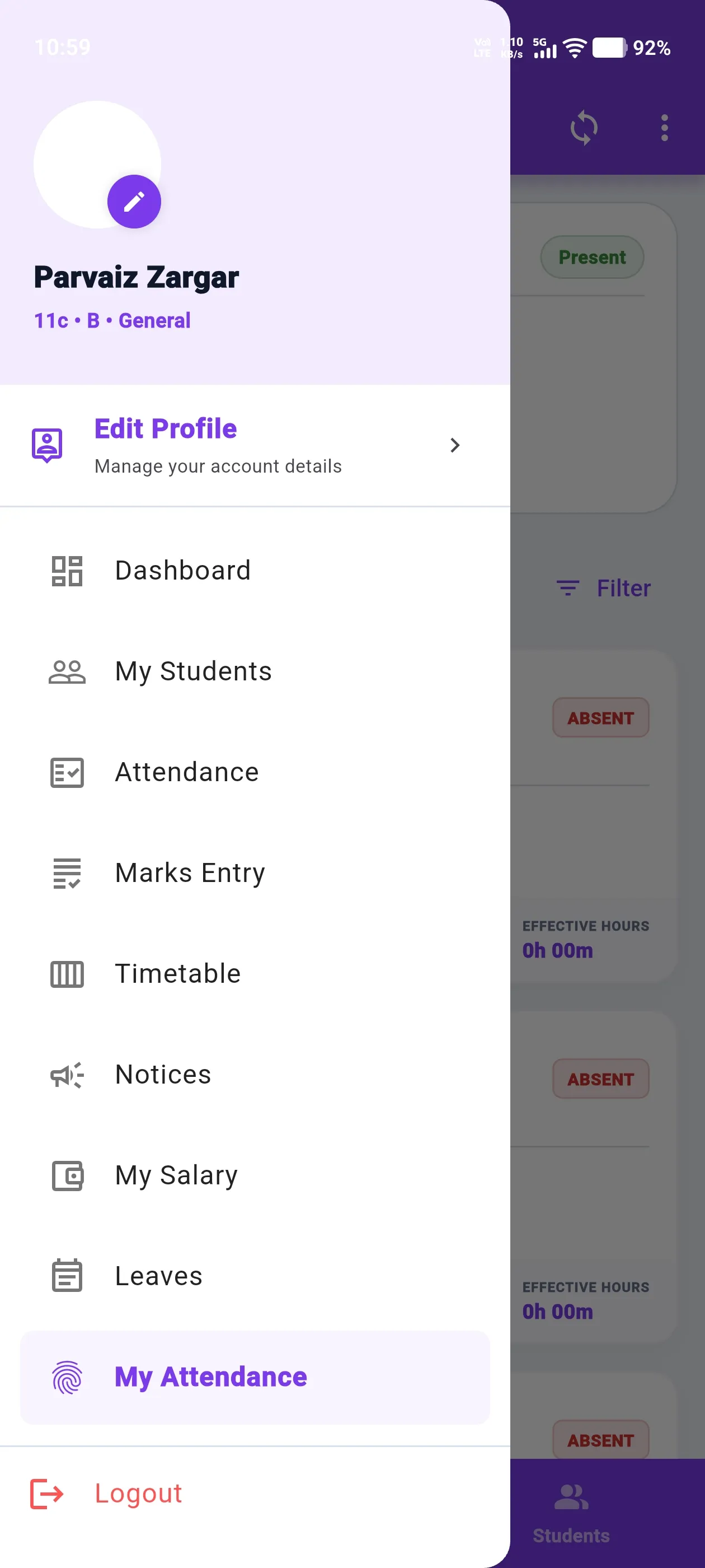 Android Mobile Sidebar Menu